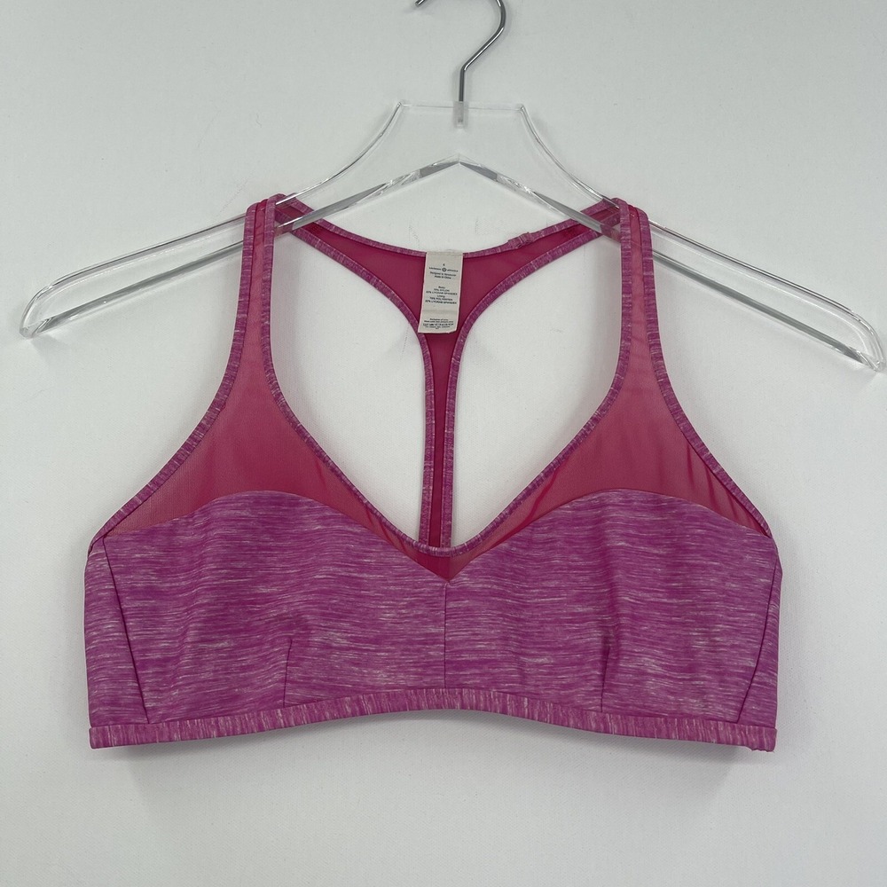 Lululemon Pink Space Dye Mesh Racerback Sports Bra Womens Size 6 Activewear